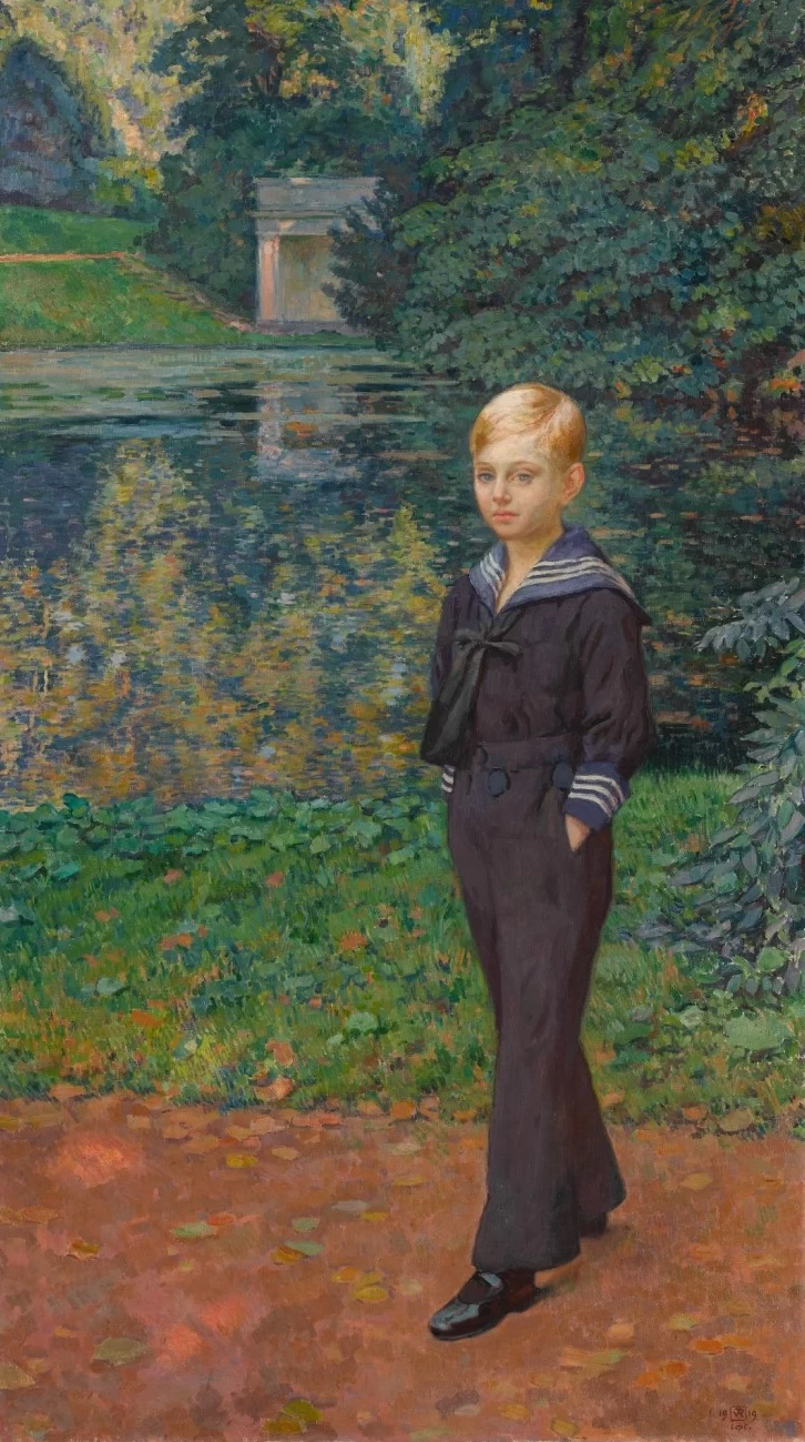 Ritratto di Claude Stevens come marinaio, in giardino
